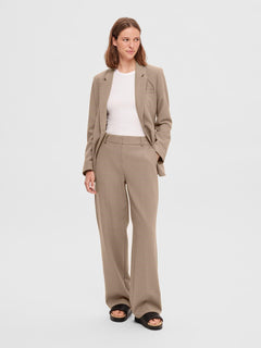 Rita Mid Waist Wide Pant - Camel Melange