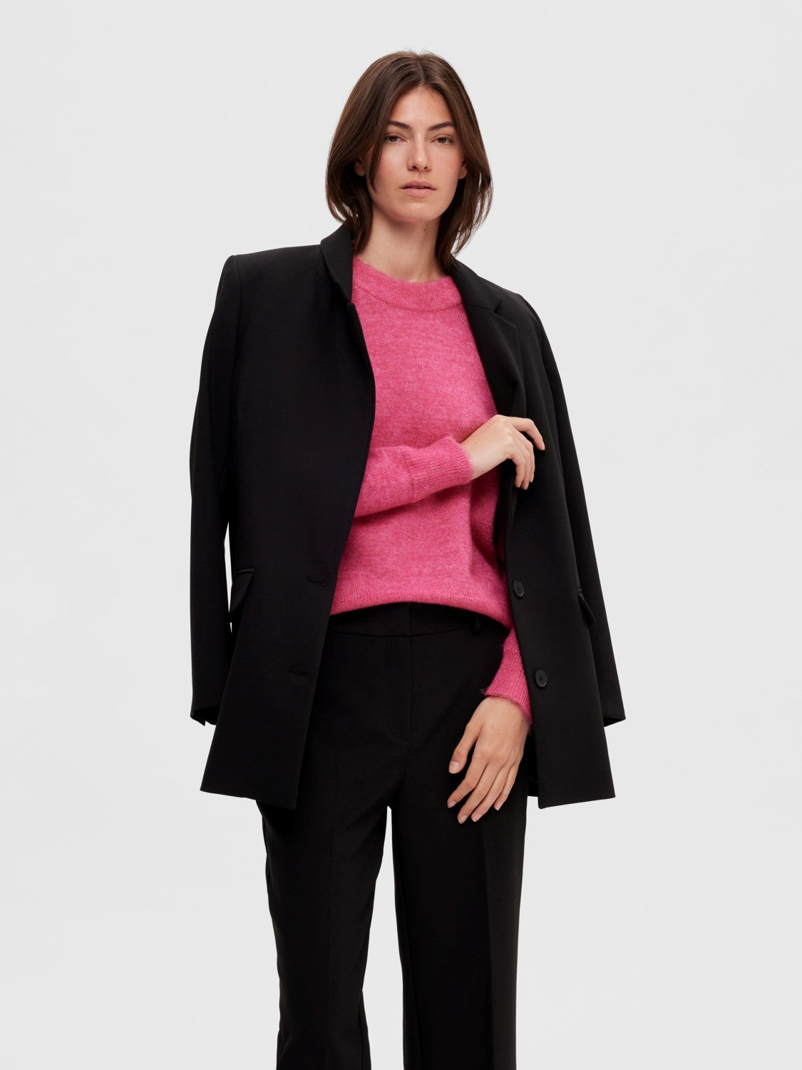 Lulu Ls Knit O-Neck - Fuchsia Purple