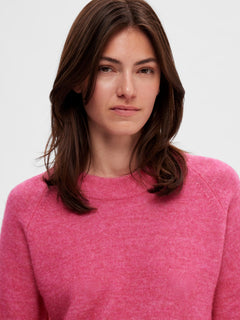 Lulu Ls Knit O-Neck - Fuchsia Purple