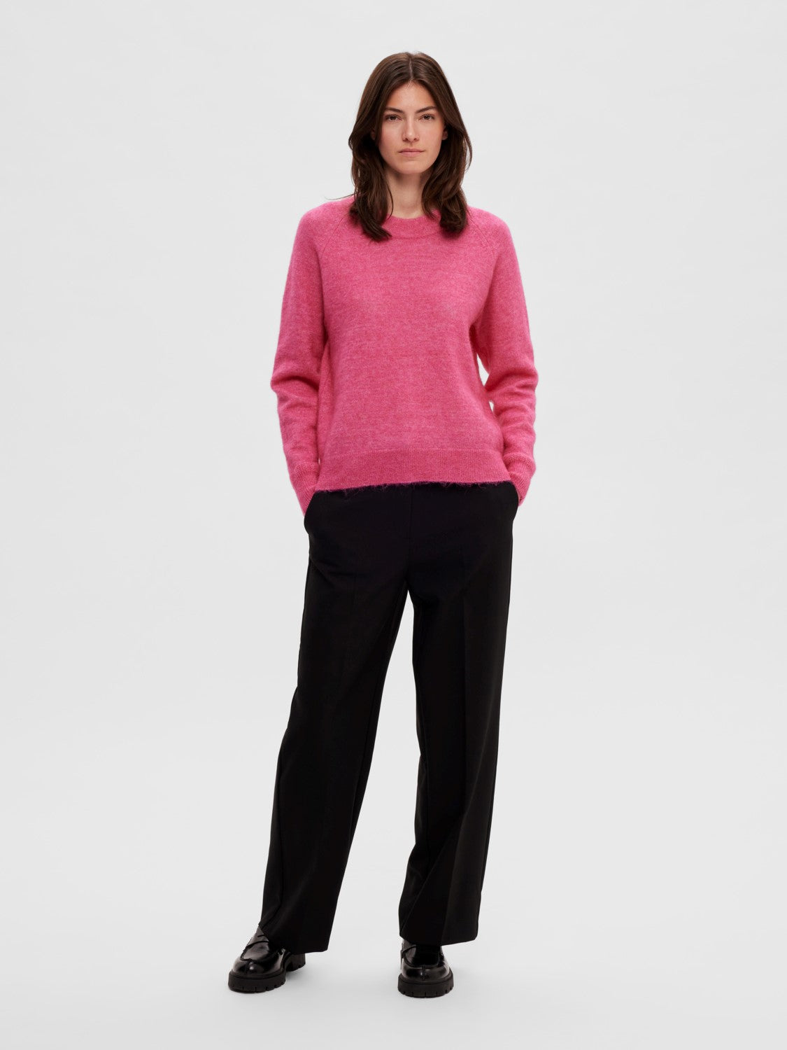 Lulu Ls Knit O-Neck - Fuchsia Purple