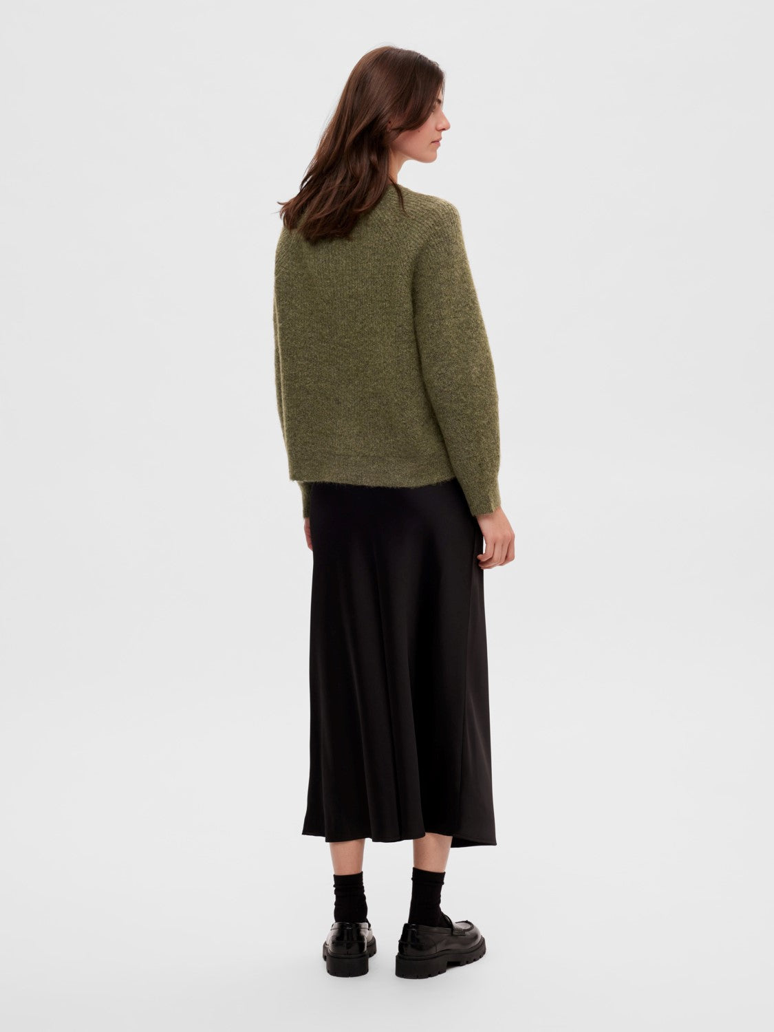 Lulu Ls Knit Short Cardigan - Dusky Green