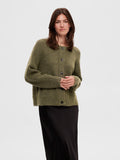 Lulu Ls Knit Short Cardigan - Dusky Green