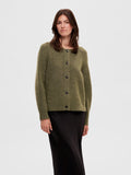 Lulu Ls Knit Short Cardigan - Dusky Green