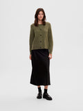 Lulu Ls Knit Short Cardigan - Dusky Green