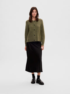 Lulu Ls Knit Short Cardigan - Dusky Green