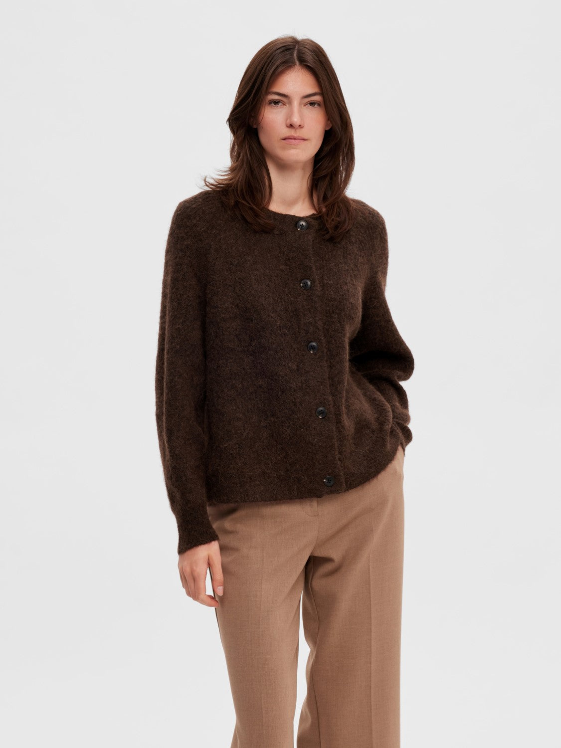 Lulu Ls Knit Short Cardigan - Java