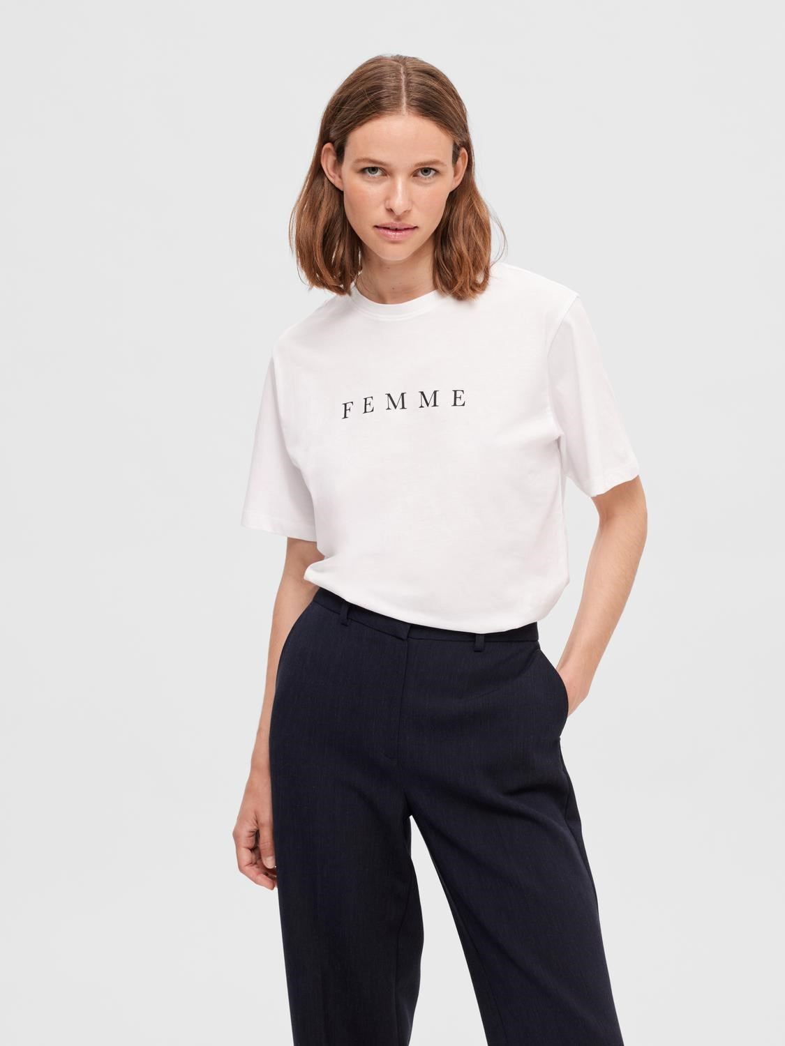 Vilja SS Printed Tee - Bright White