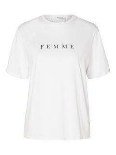Vilja SS Printed Tee - Bright White