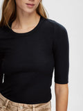 Dianna 2/4 O-Neck Top Noos - Svart