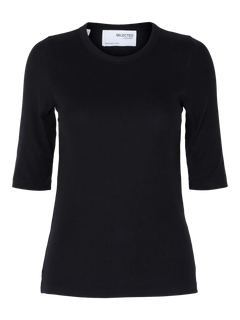 Dianna 2/4 O-Neck Top Noos - Black