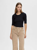 Dianna 2/4 O-Neck Top Noos - Svart