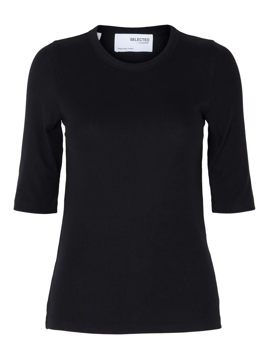 Dianna 2/4 O-Neck Top Noos - Svart