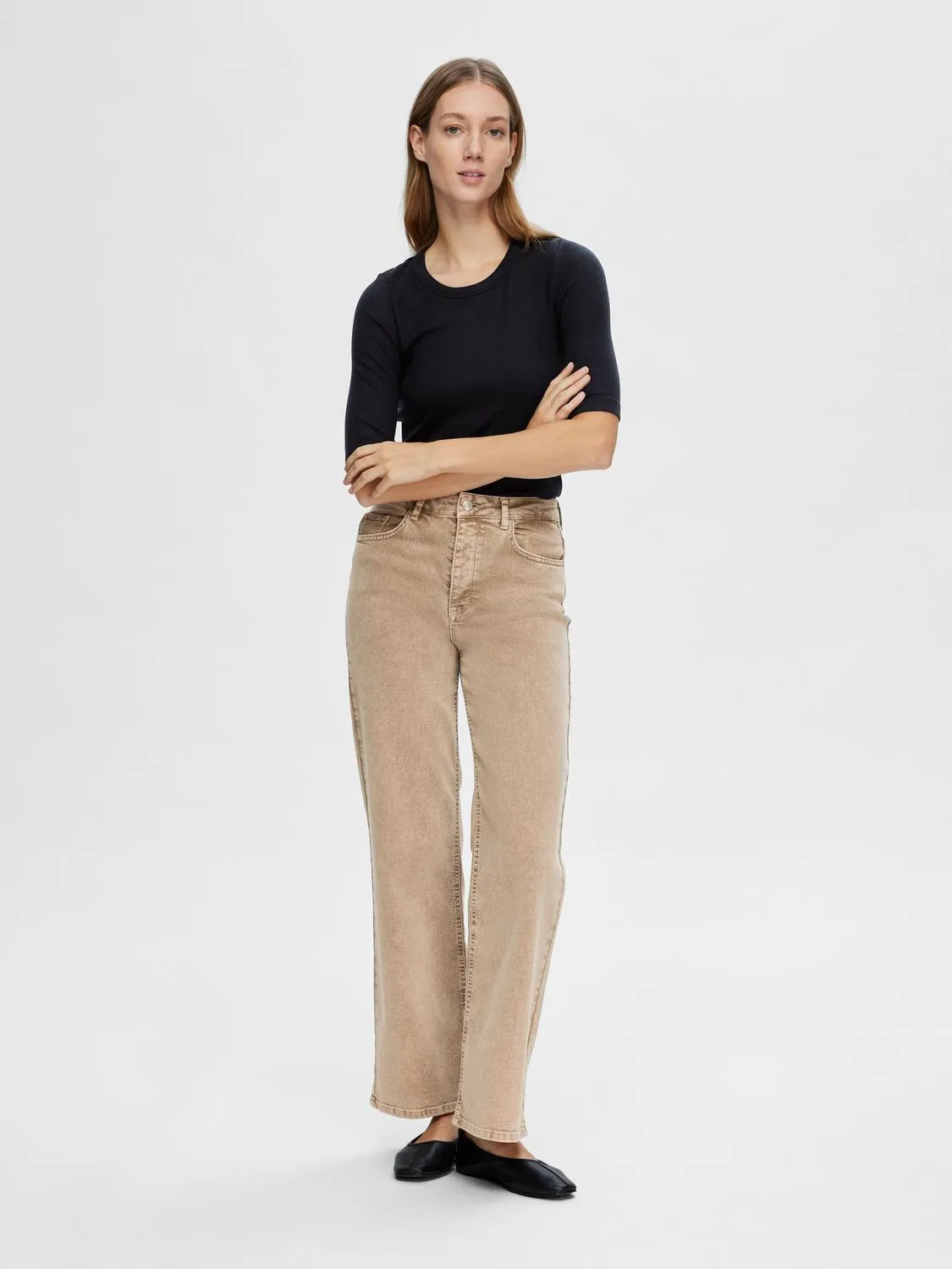 Dianna 2/4 O-Neck Top Noos - Svart