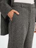 Hera HW Wide Pant - Dark Grey Melange Herringbone