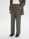 Hera HW Wide Pant - Dark Grey Melange Herringbone