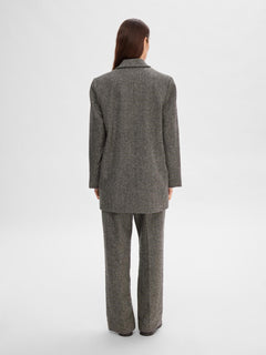 Hera LS Relaxed Blazer - Dark Grey Melange W/Herringbone