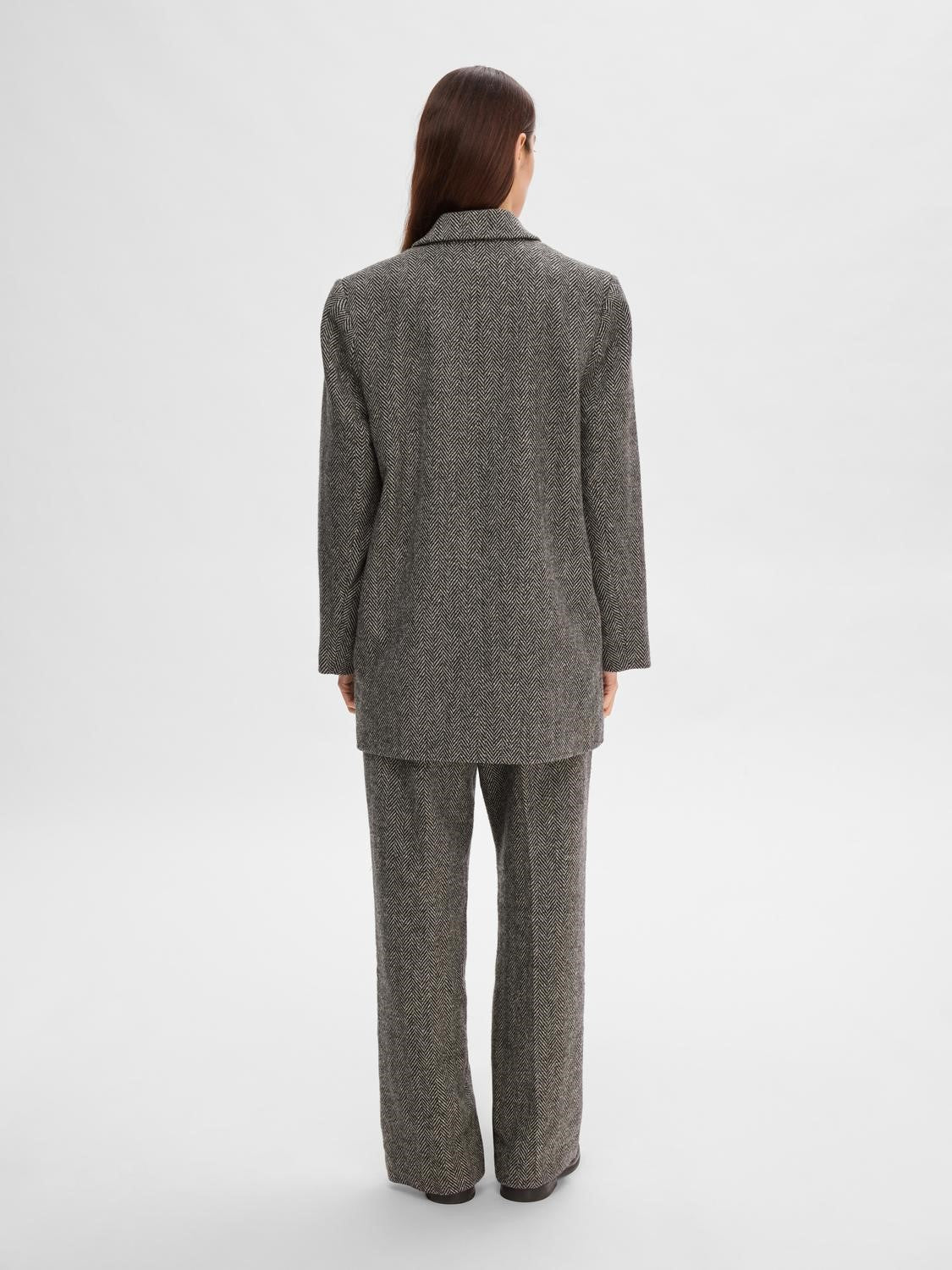 Hera LS Relaxed Blazer - Dark Grey Melange W/Herringbone