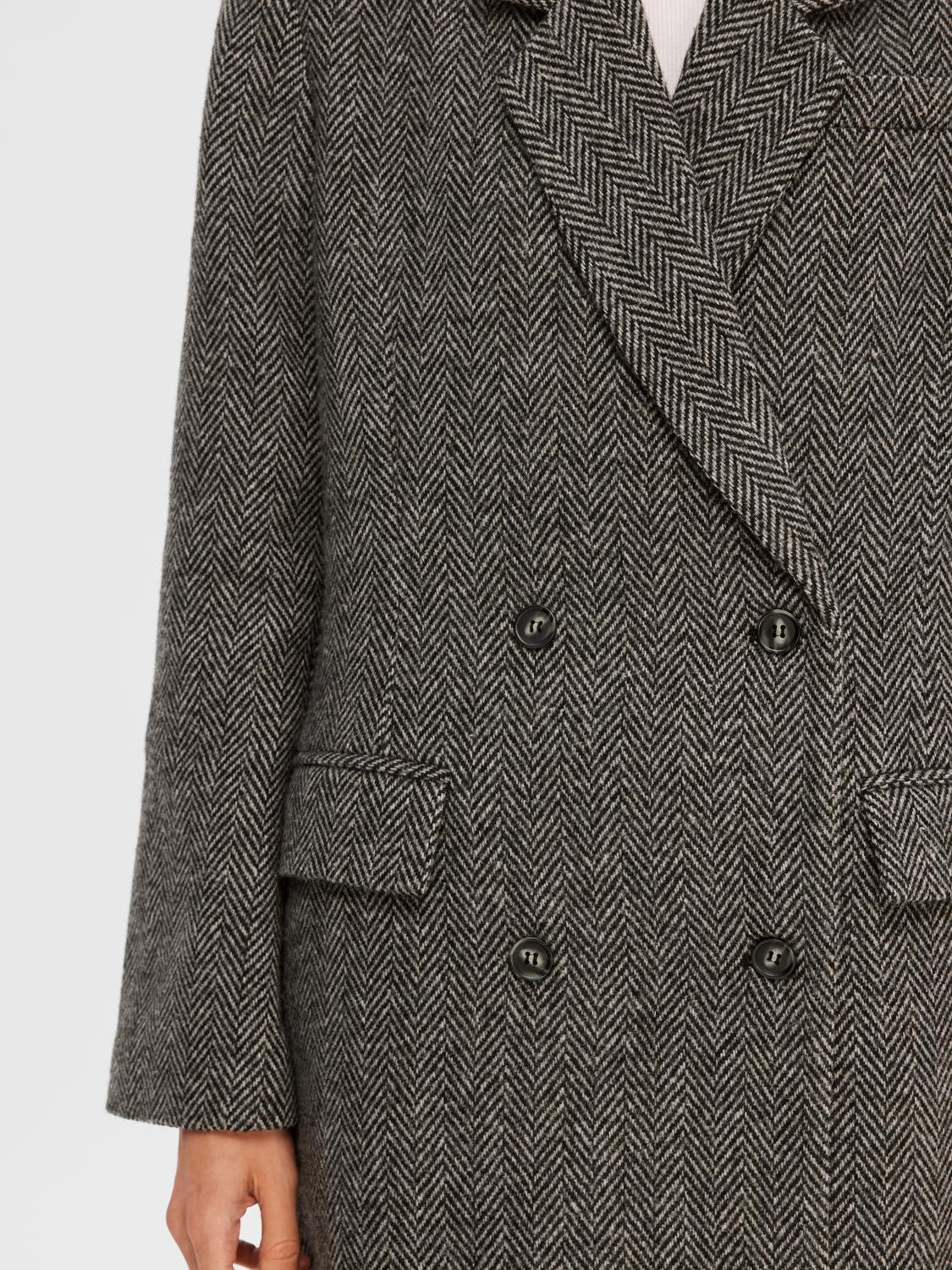 Hera LS Relaxed Blazer - Dark Grey Melange W/Herringbone