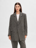 Hera LS Relaxed Blazer - Dark Grey Melange W/Herringbone