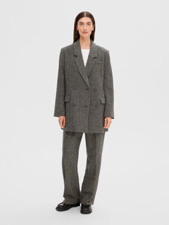 Hera LS Relaxed Blazer - Dark Grey Melange W/Herringbone