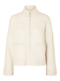 Sia Ras LS Knit Zipper Kofta - Birch Melange