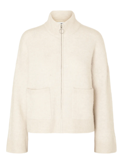 Sia Ras LS Knit Zipper Cardigan - Birch Melange