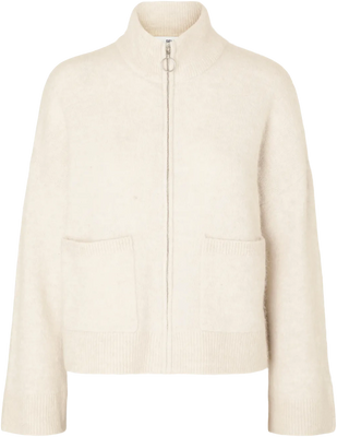 Sia Ras LS Knit Zipper Cardigan - Birch Melange