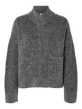 Sia Ras LS Knit Zipper Cardigan - Medium Grey Melange