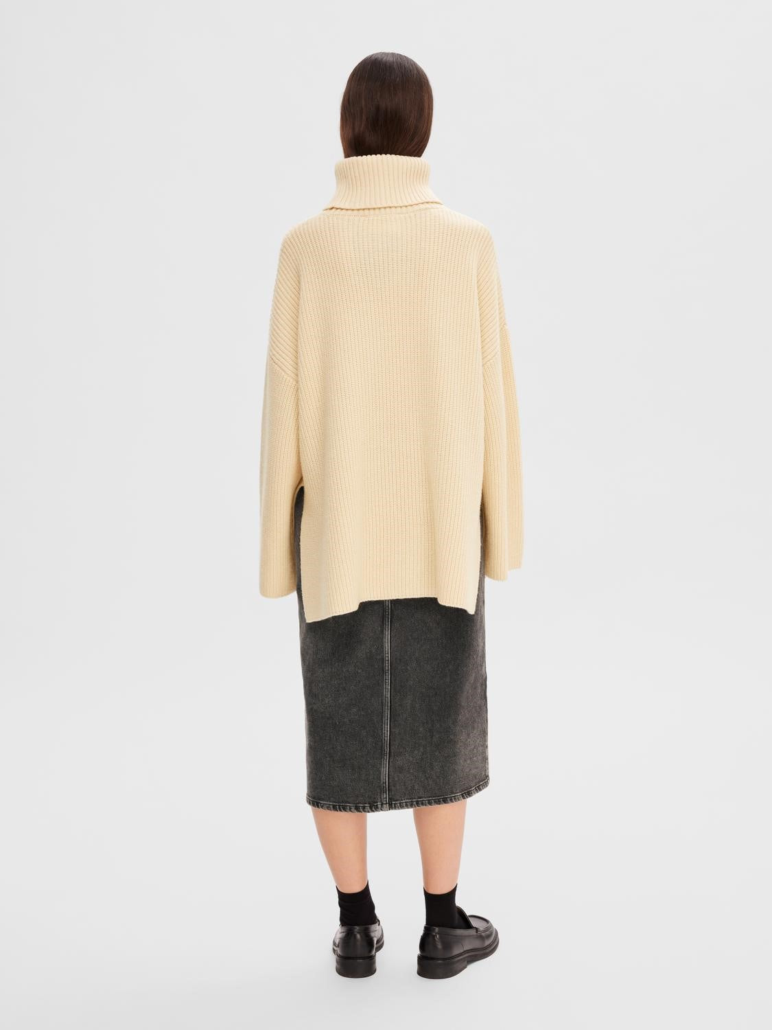 Mary LS Long Knit Roll Neck - Birch