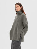 Mary LS Long Knit Roll Neck - Light Grey Melange