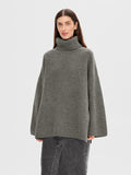 Mary LS Long Knit Roll Neck - Light Grey Melange