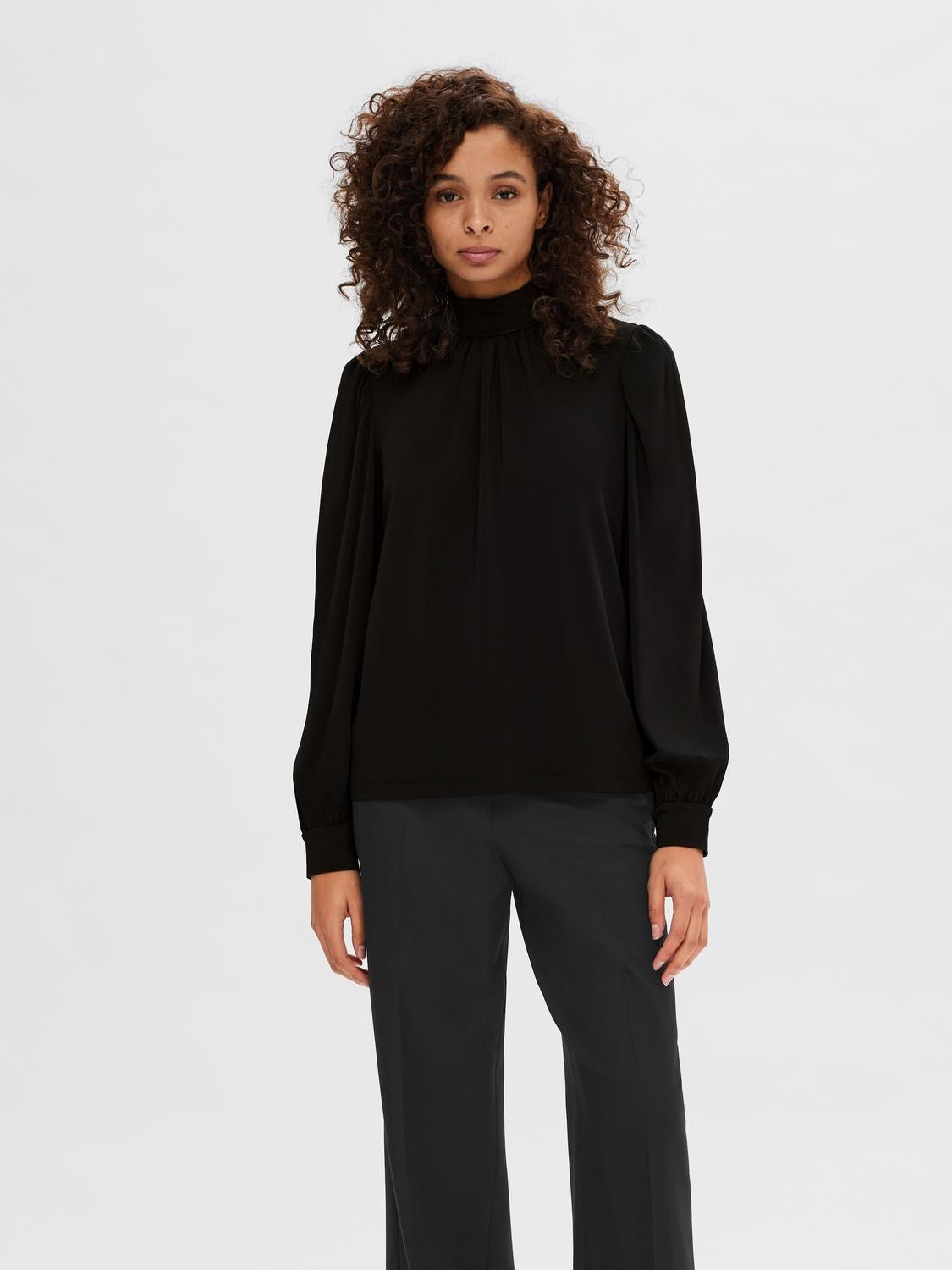 Saya Ls High Neck Top - Black
