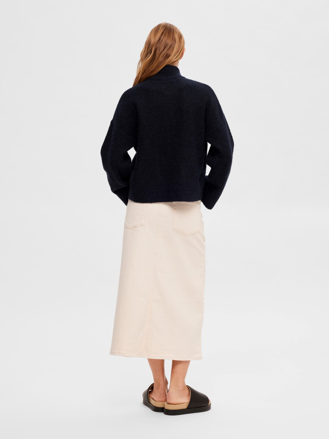 Sia Ls Knit Zipper Cardigan - Dark Sapphire Melange