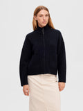 Sia Ls Knit Zipper Cardigan - Dark Sapphire Melange