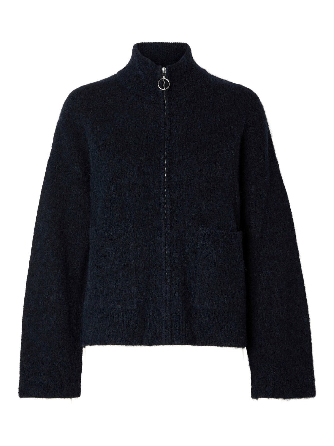 Sia Ls Knit Zipper Cardigan - Dark Sapphire Melange