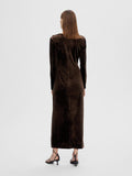 Tara LS Velvet Ankle Dress - Copper Brown