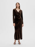 Tara LS Velvet Ankle Dress - Copper Brown