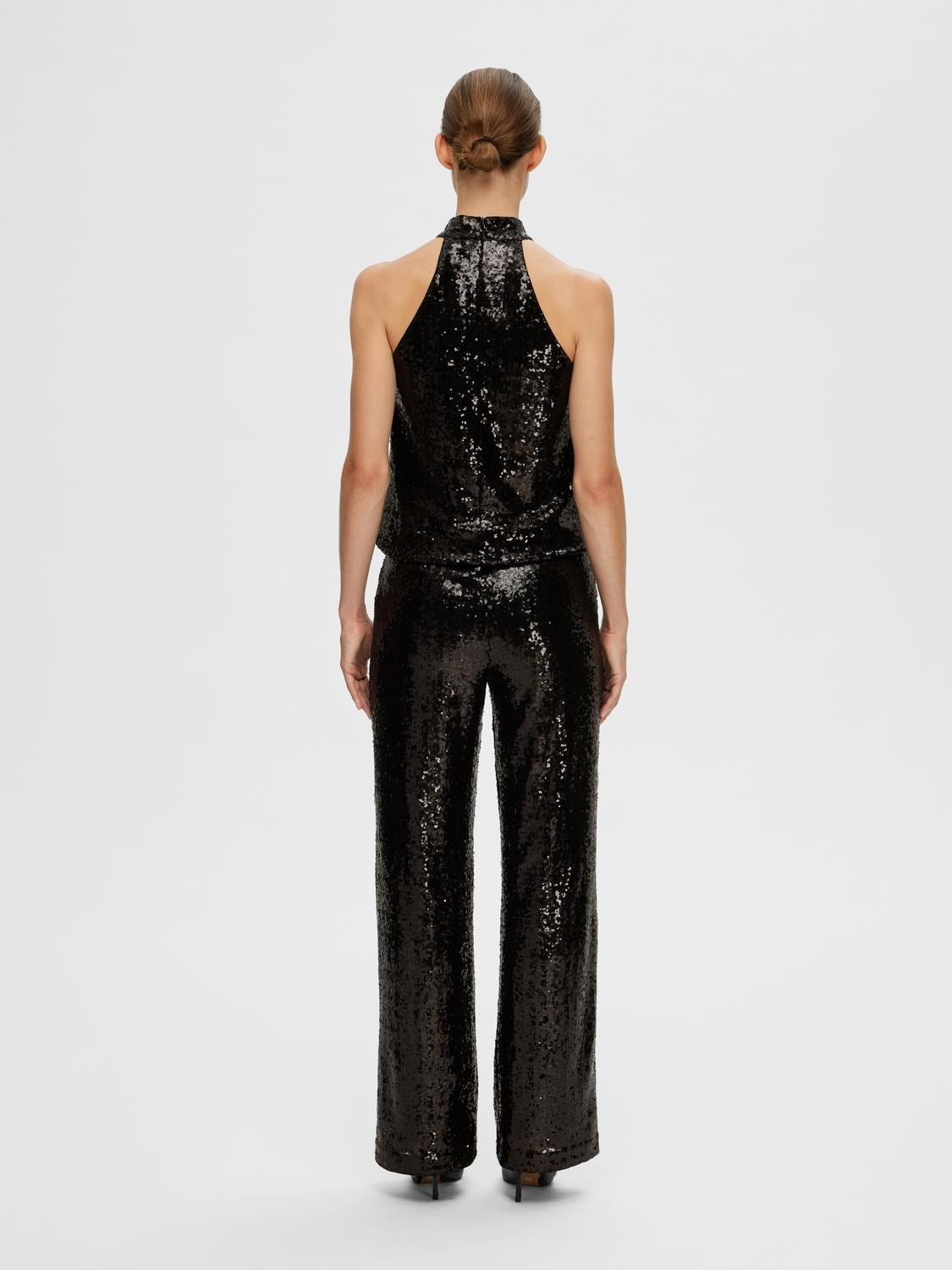 Alaia HW Long Sequins Pant - Black