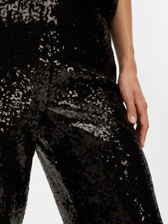 Alaia HW Long Sequins Pant - Black