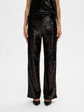Alaia HW Long Sequins Pant - Black