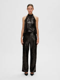 Alaia HW Long Sequins Pant - Black