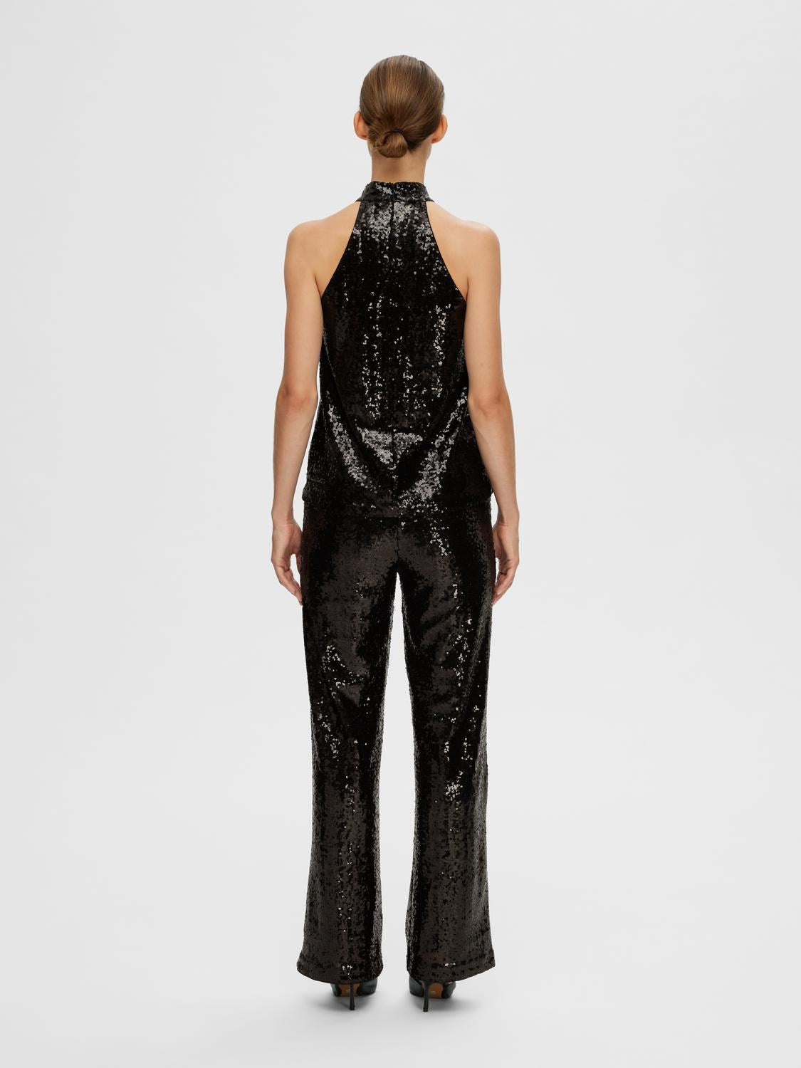 Alaia Halterneck Sequins Top - Black