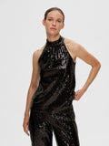 Alaia Halterneck Sequins Top - Black