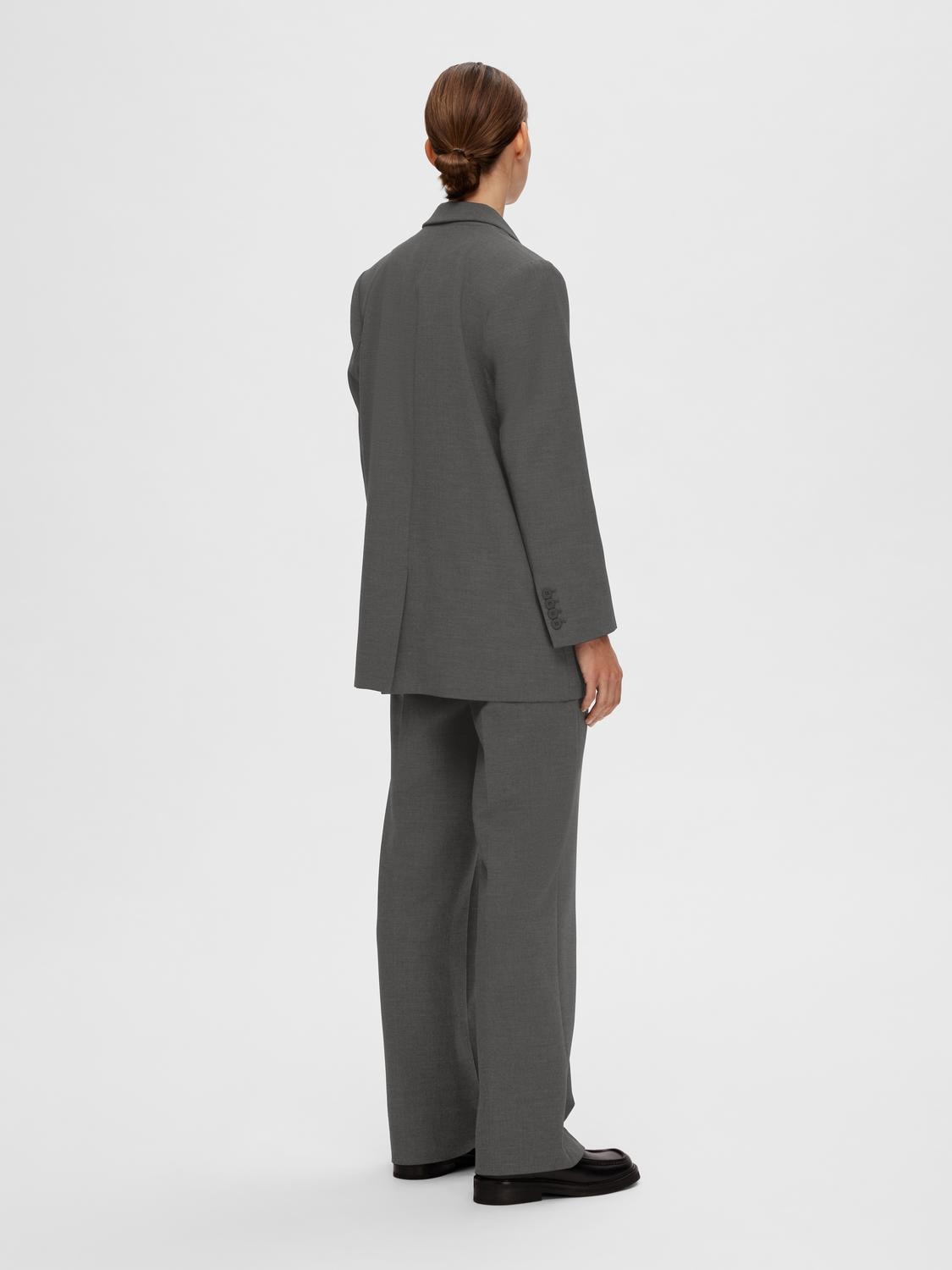 Rita Ls Relaxed Blazer - Dark Grey Melange