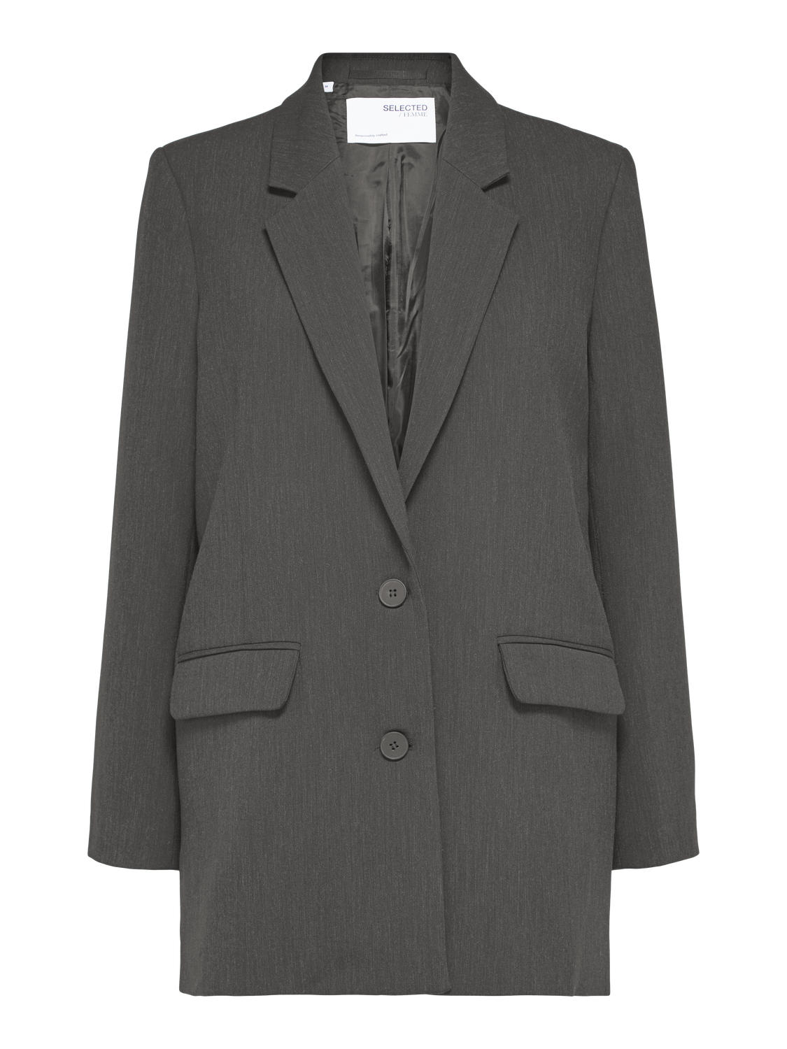 Rita Ls Relaxed Blazer - Dark Grey Melange