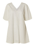 Ellen 2/4 Short Embroidery Dress Camp - Bright White
