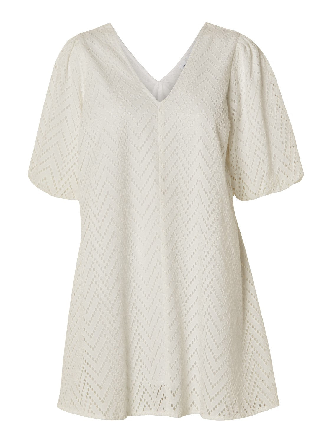 Ellen 2/4 Short Embroidery Dress Camp - Bright White