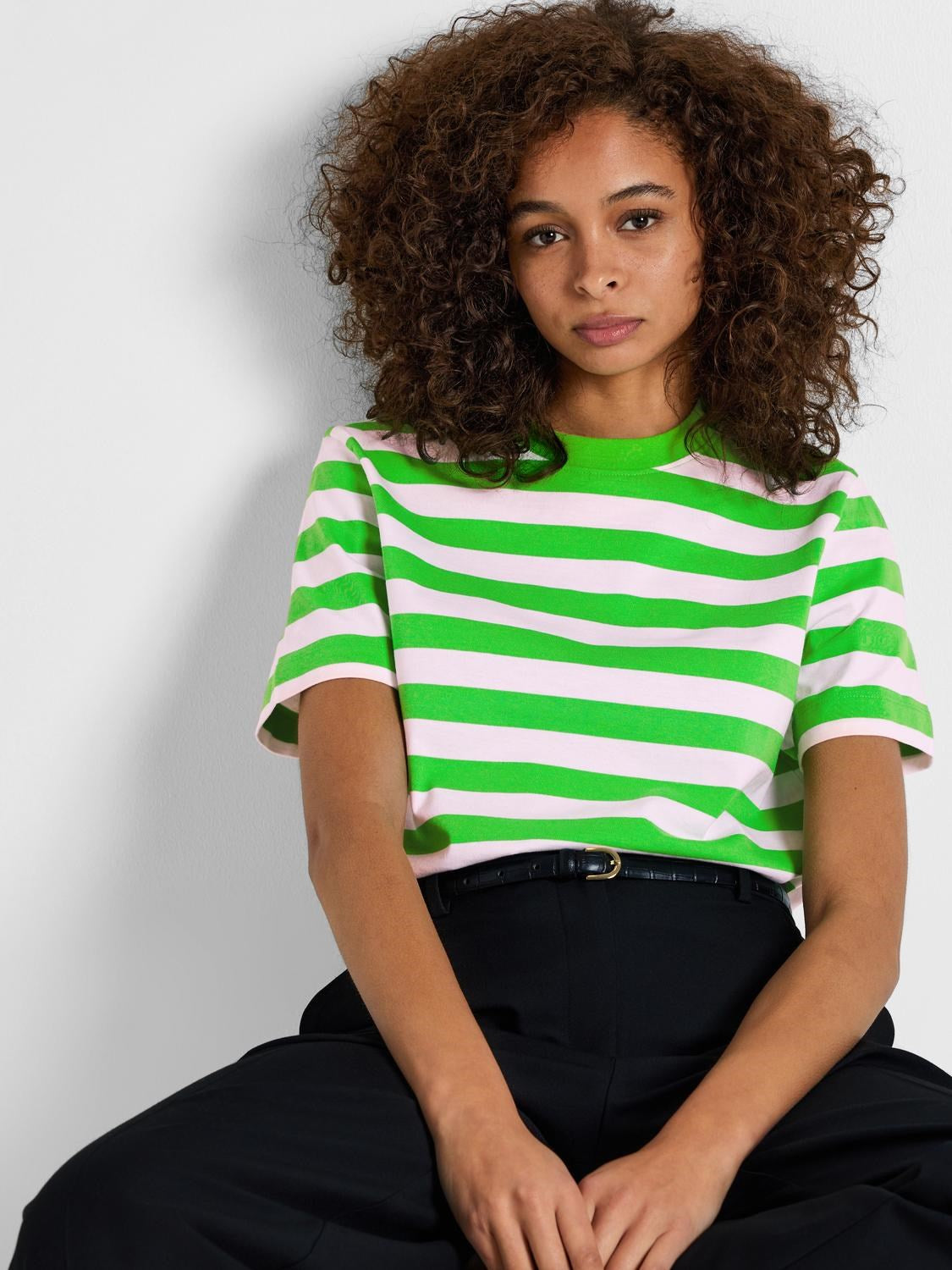 Essential Ss Striped Boxy Tee - Classic Green/Bright White