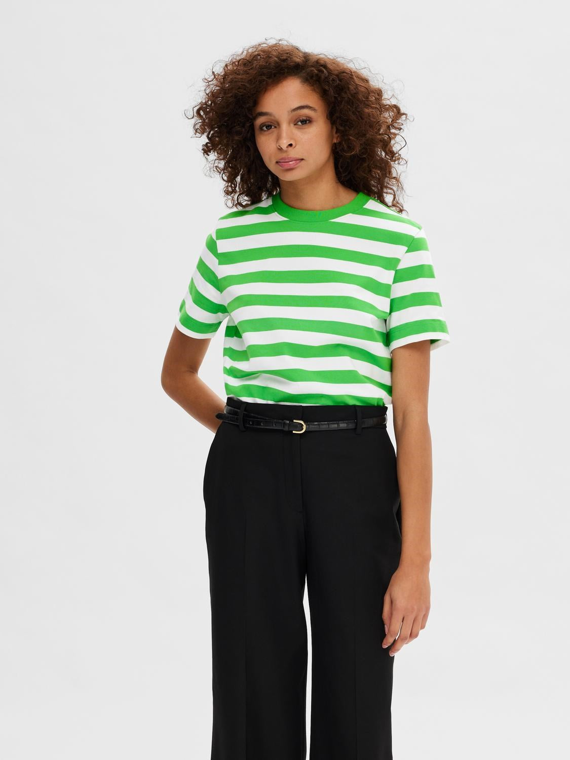 Essential Ss Striped Boxy Tee - Classic Green/Bright White