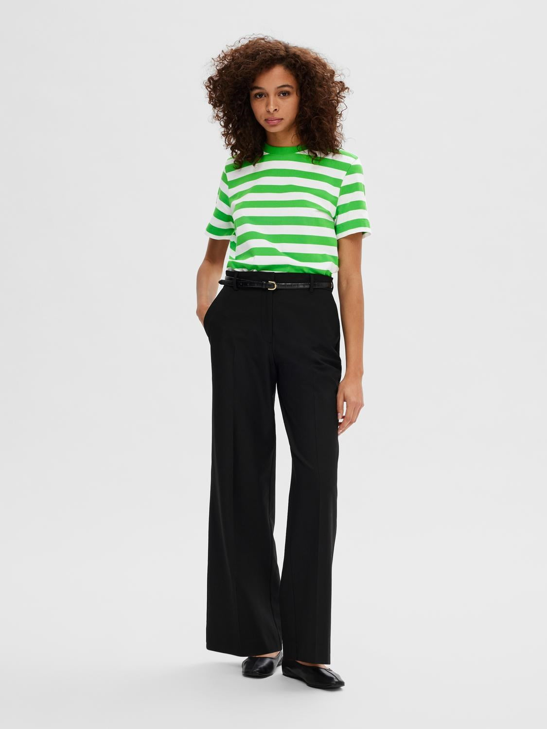 Essential Ss Striped Boxy Tee - Classic Green/Bright White